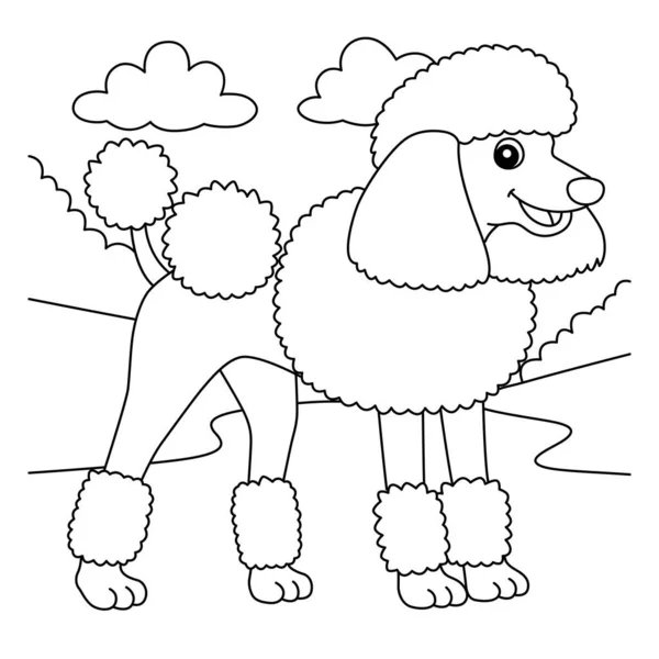 Cute Funny Coloring Page Poodle Provides Hours Coloring Fun Children — Vector de stock