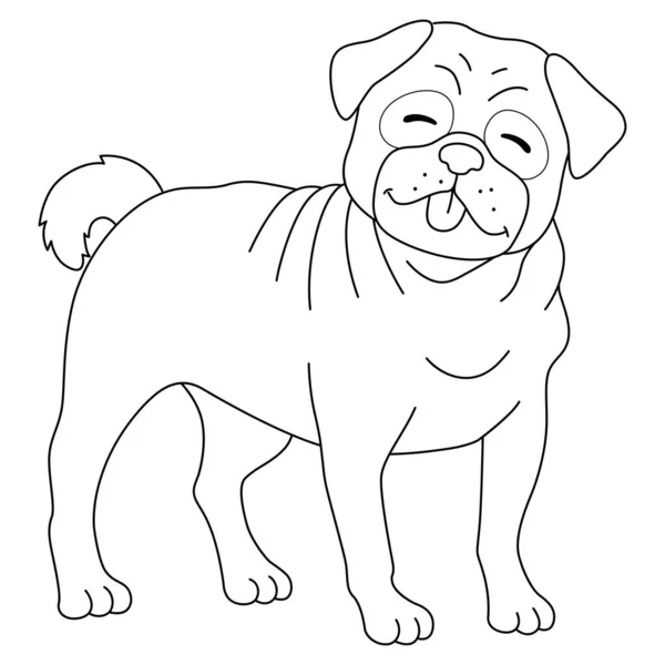 Cute Funny Coloring Page Pug Dog Provides Hours Coloring Fun — Stockový vektor