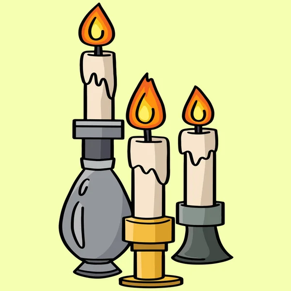 Cartoon Clipart Shows Thanksgiving Candle Centerpiece Illustration — Stock Vector