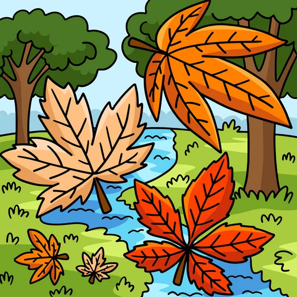 Dieses Cartoon Cliparts Zeigt Erntedank Herbst Blätter Illustration — Stockvektor