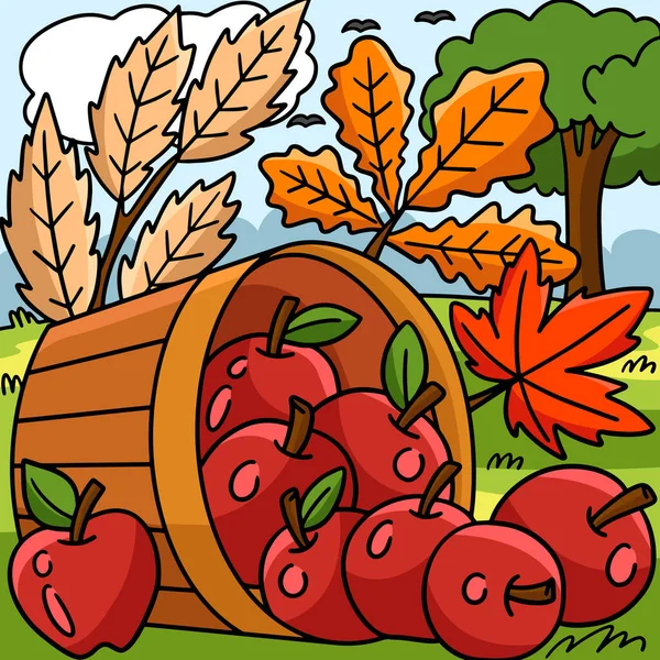 Cartoon Clipart Shows Thanksgiving Apple Illustration — Vettoriale Stock