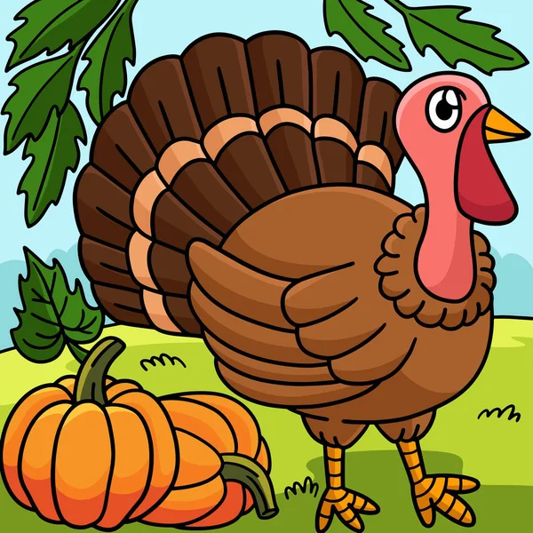 Cartoon Clipart Shows Turkey Illustration — Stock Vector