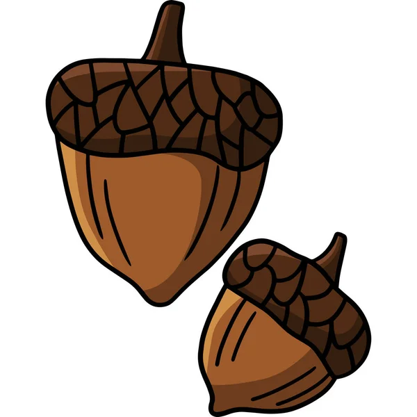 Cartoon Clipart Shows Acorn Illustration — Vetor de Stock