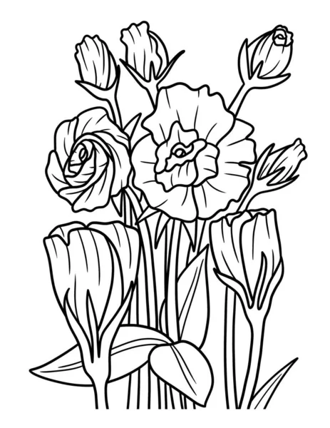 Cute Beautiful Coloring Page Lisianthus Flower Provides Hours Coloring Fun — Image vectorielle