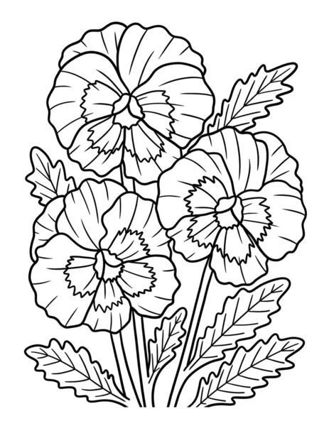 Cute Beautiful Coloring Page Pansy Flower Provides Hours Coloring Fun — Stockový vektor