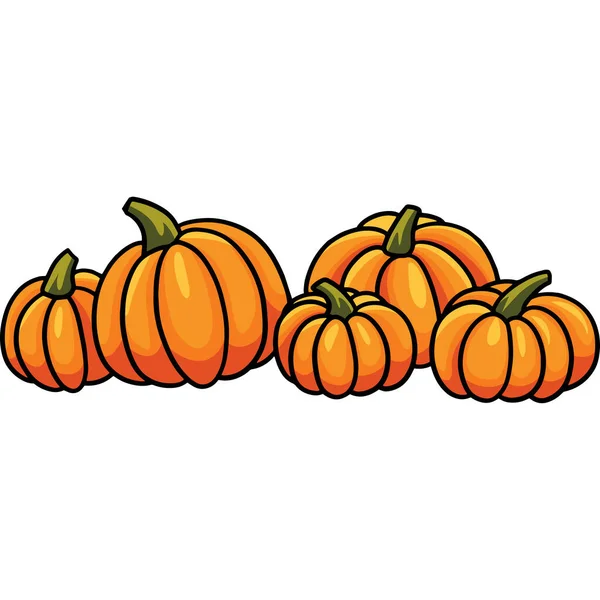 Cartoon Clipart Shows Thanksgiving Pumpkins Illustration — ストックベクタ