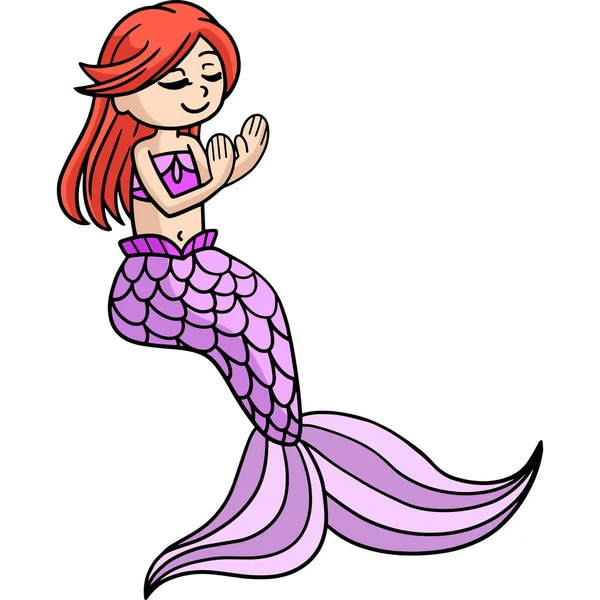 Cartoon Clipart Shows Pretty Mermaid Illustration — Stock Vector