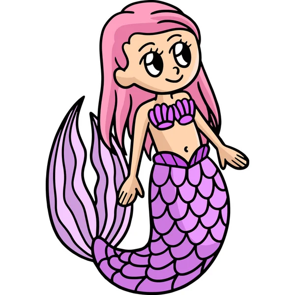 Questa Clipart Cartone Animato Mostra Una Bella Illustrazione Sirena — Vettoriale Stock