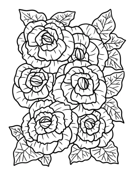 Cute Beautiful Coloring Page Begonia Flower Provides Hours Coloring Fun — Image vectorielle