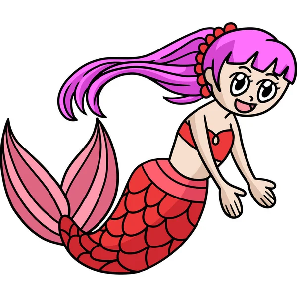 Cartoon Clipart Shows Beautiful Mermaid Illustration — Stock Vector