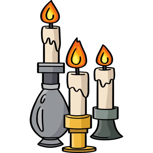 Cartoon Clipart Shows Candle Centerpiece Illustration — 스톡 벡터