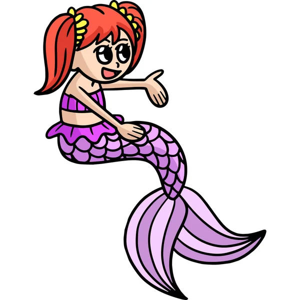 Cartoon Clipart Shows Talking Mermaid Illustration — Stock Vector