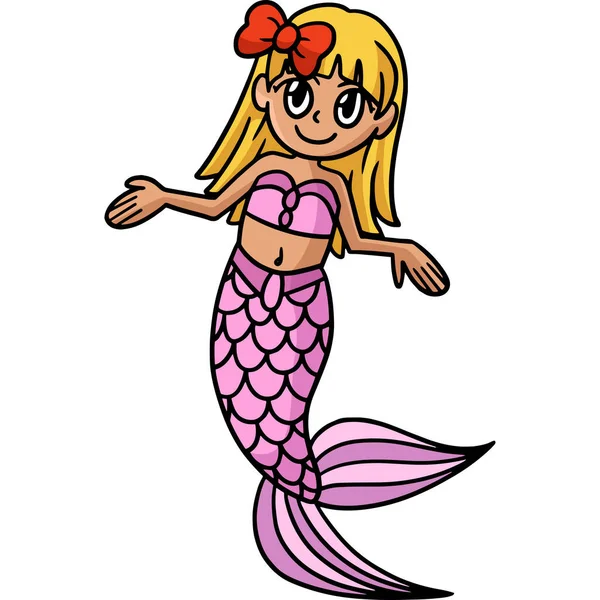Cartoon Clipart Shows Cute Mermaid Illustration — Stock Vector