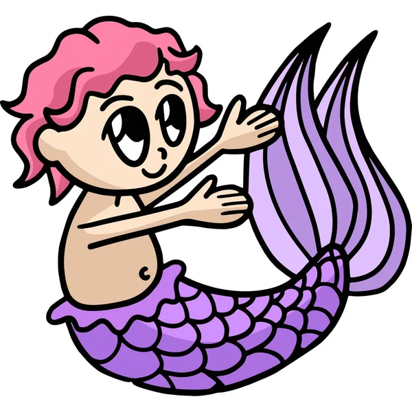 Cartoon Clipart Shows Baby Mermaid Illustration —  Vetores de Stock