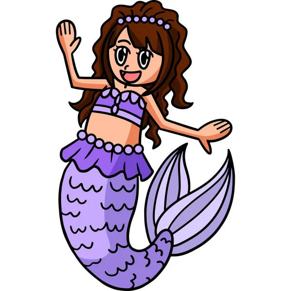 Cartoon Clipart Shows Mermaid Arms Wide Open Illustration — Stock Vector