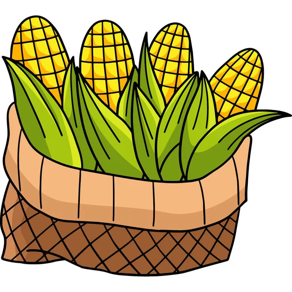 Cartoon Clipart Shows Thanksgiving Harvest Corn Illustration — Vetor de Stock