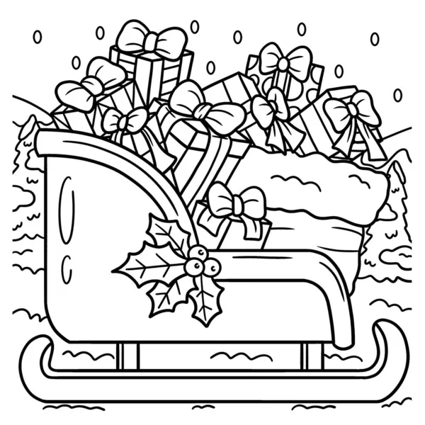 Cute Funny Coloring Page Christmas Sleigh Provides Hours Coloring Fun — Stock Vector