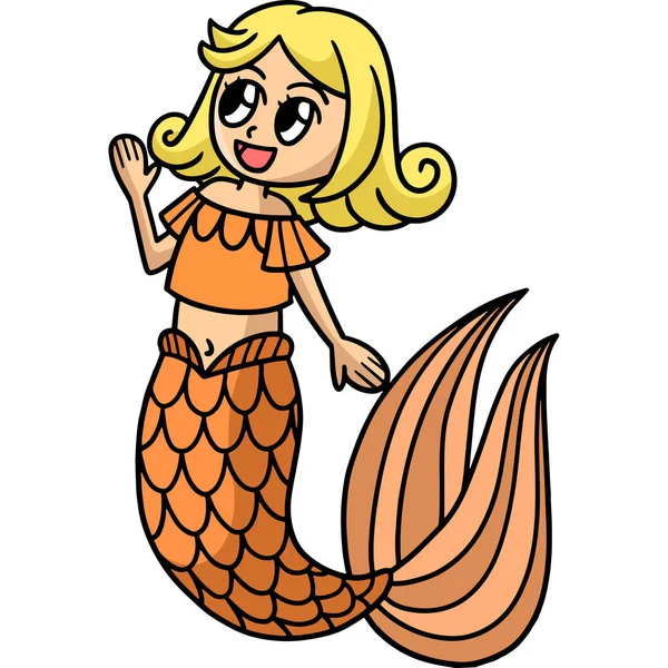 Cartoon Clipart Shows Talking Mermaid Illustration —  Vetores de Stock