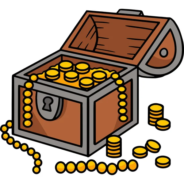 Cartoon Clipart Shows Treasure Box Illustration — Wektor stockowy