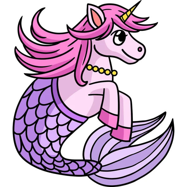 Cartoon Clipart Shows Mermaid Unicorn Illustration — Stock Vector