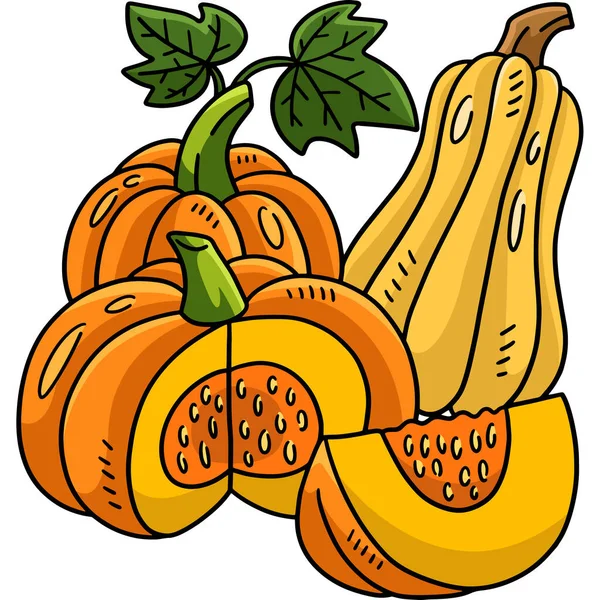 Cartoon Clipart Shows Thanksgiving Pumpkin Illustration — Image vectorielle