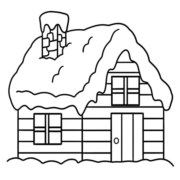 Cute Funny Coloring Page Winter House Provides Hours Coloring Fun — Stockový vektor