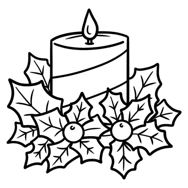 Cute Funny Coloring Page Christmas Candle Provides Hours Coloring Fun — Vetor de Stock