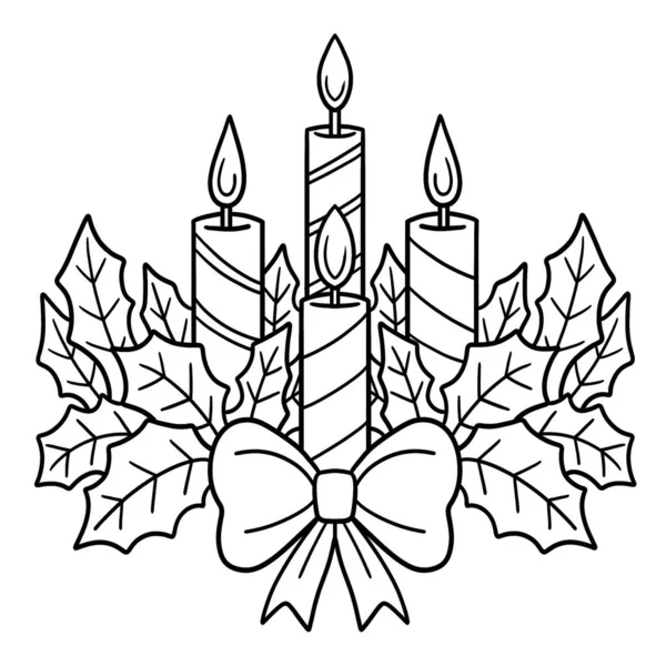 Cute Funny Coloring Page Christmas Candles Provides Hours Coloring Fun — Vetor de Stock