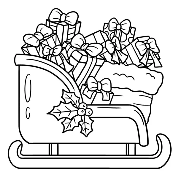 Cute Funny Coloring Page Christmas Sleigh Provides Hours Coloring Fun — Stock vektor