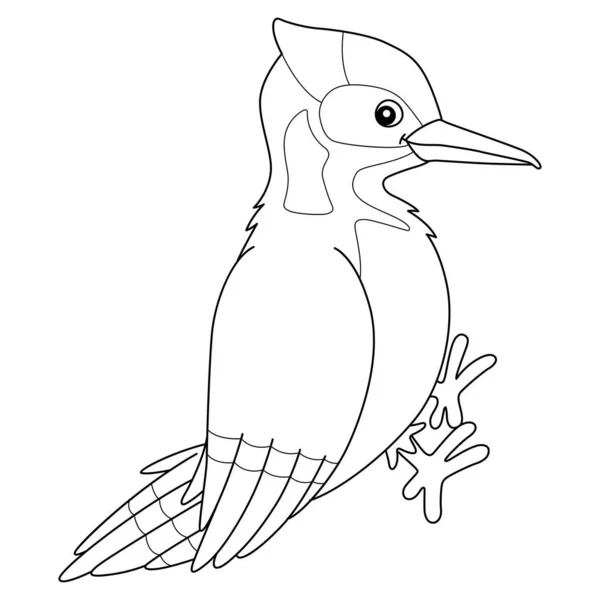 Cute Funny Coloring Page Woodpecker Provides Hours Coloring Fun Children —  Vetores de Stock