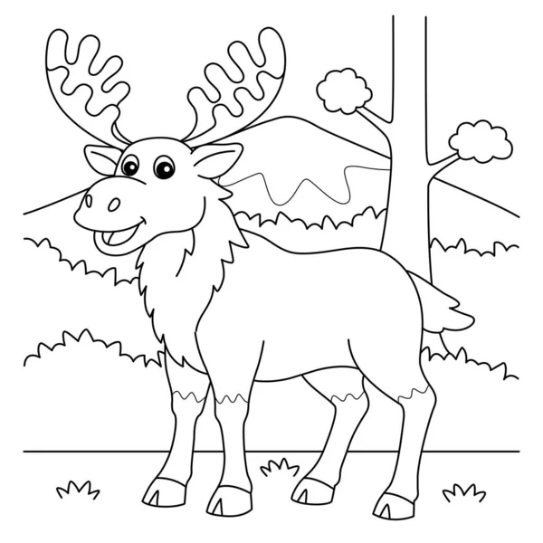 Cute Funny Coloring Page Moose Animal Provides Hours Coloring Fun — Stock Vector