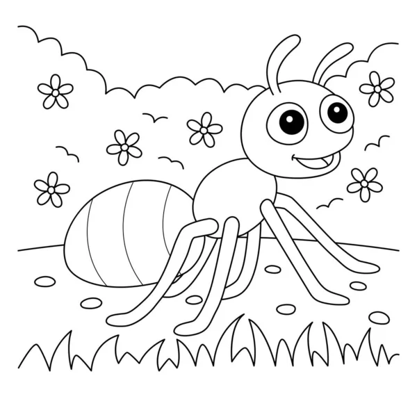 Cute Funny Coloring Page Ant Animal Provides Hours Coloring Fun — Stock Vector