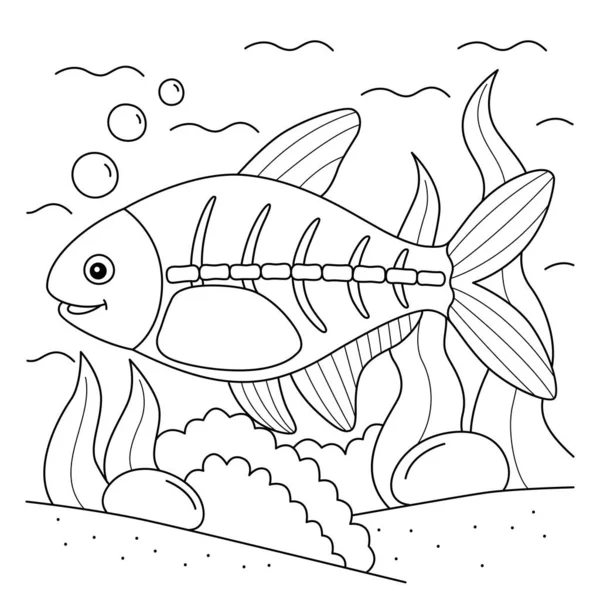 Cute Funny Coloring Page Ray Fish Provides Hours Coloring Fun — ストックベクタ