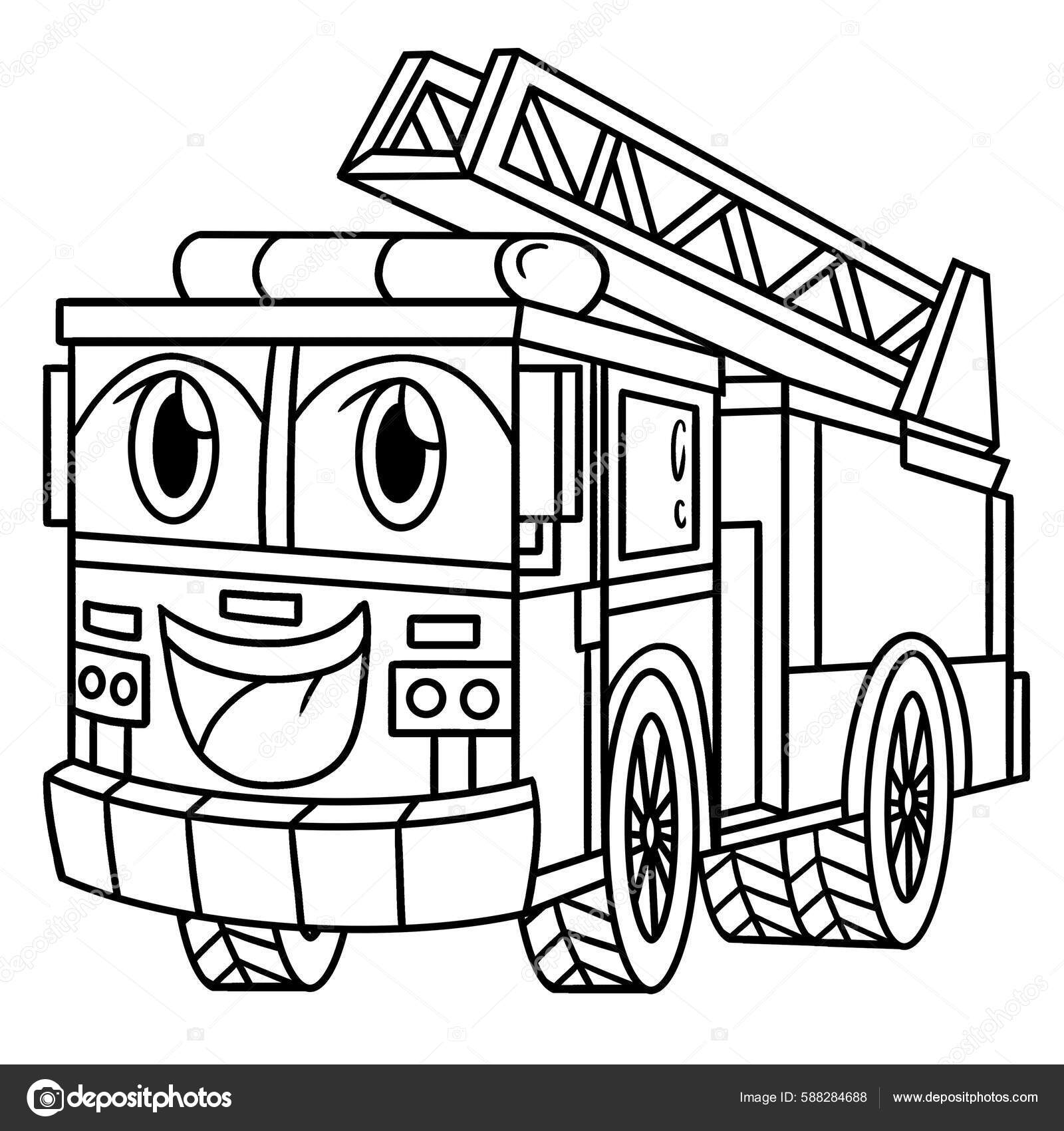 Cute Funny Coloring Page Firetruck Face Provides Hours Coloring Fun