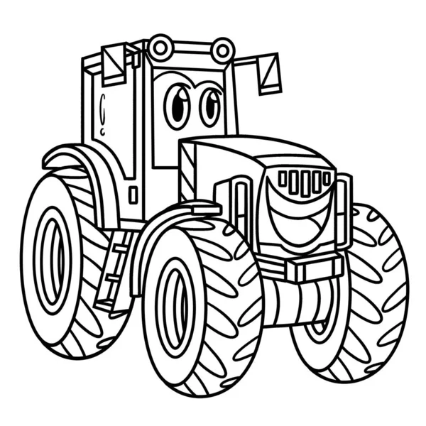 Cute Funny Coloring Page Tractor Face Provides Hours Coloring Fun — Διανυσματικό Αρχείο