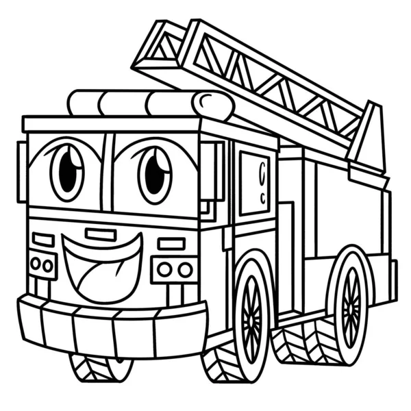 Cute Funny Coloring Page Firetruck Face Provides Hours Coloring Fun — Stock Vector