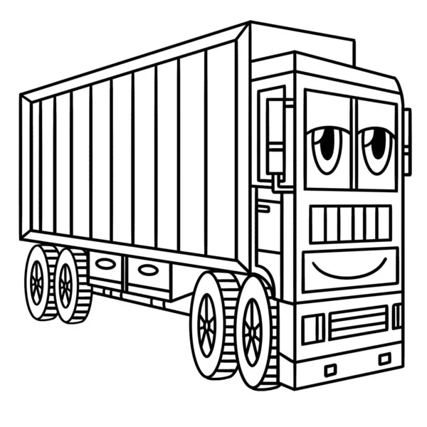 Cute Funny Coloring Page Truck Face Provides Hours Coloring Fun — Vettoriale Stock