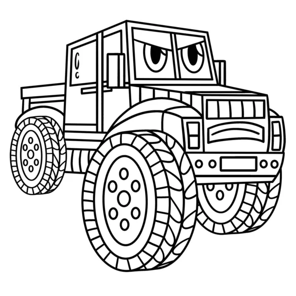 Cute Funny Coloring Page Road Truck Face Provides Hours Coloring — Stock Vector