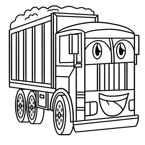 Cute Funny Coloring Page Dump Truck Face Provides Hours Coloring — Stockový vektor