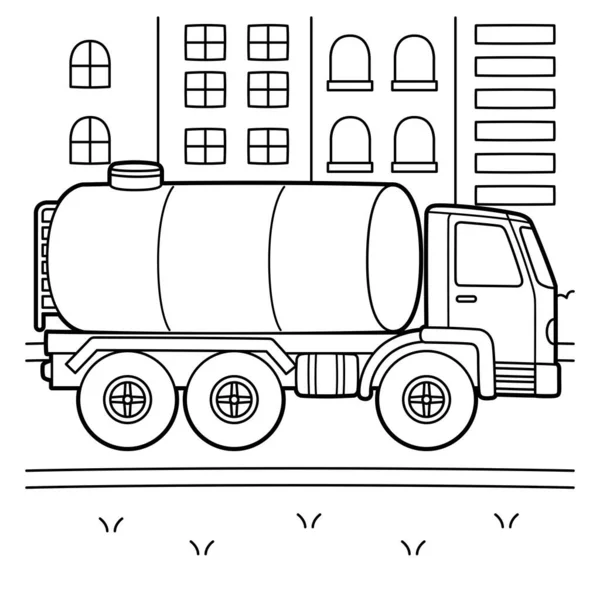 Cute Funny Coloring Page Water Truck Provides Hours Coloring Fun — Vettoriale Stock