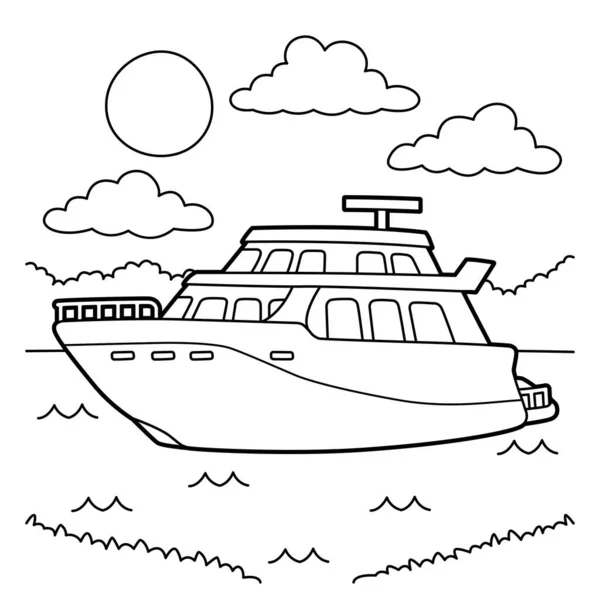 Cute Funny Coloring Page Yacht Provides Hours Coloring Fun Children — Vector de stock