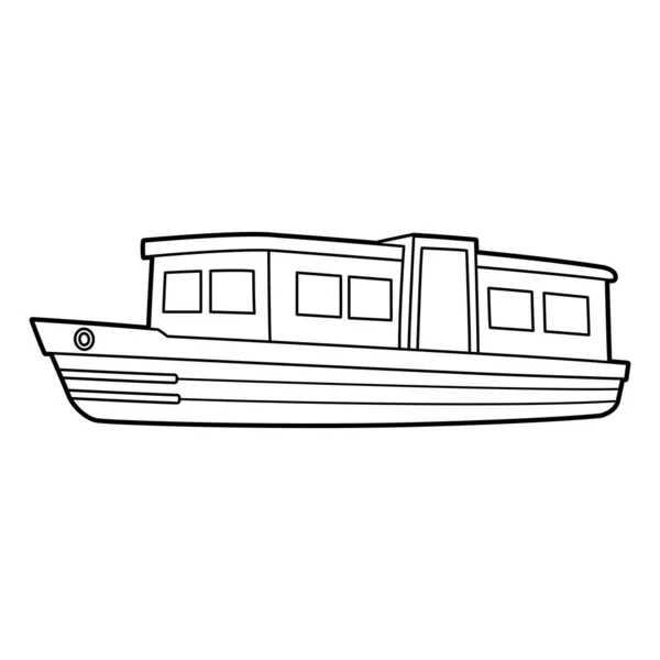 Una Simpatica Divertente Pagina Colorare Una Barca Stretta Fornisce Ore — Vettoriale Stock