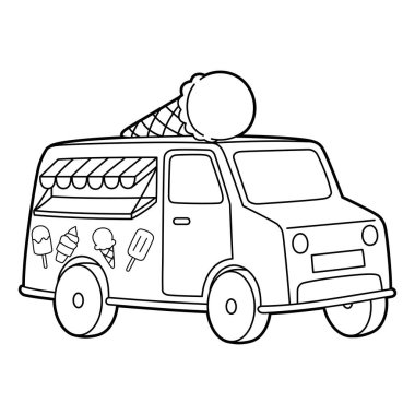 Dondurma kamyonunun sevimli ve komik renkli sayfası. Çocuklar için saatlerce boyama eğlencesi sağlıyor. Renklendirmek için, bu sayfa çok kolaydır. Küçük çocuklar ve yeni yürümeye başlayanlar için uygun..