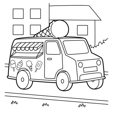 Dondurma kamyonunun sevimli ve komik renkli sayfası. Çocuklar için saatlerce boyama eğlencesi sağlıyor. Renklendirmek için, bu sayfa çok kolaydır. Küçük çocuklar ve yeni yürümeye başlayanlar için uygun..