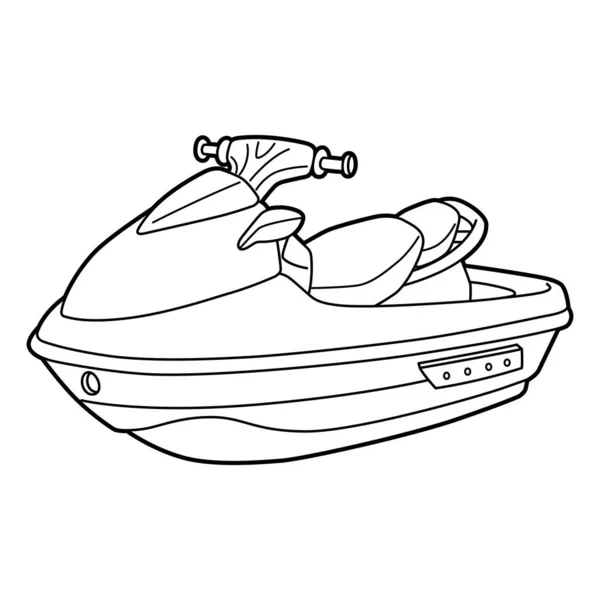 Cute Funny Coloring Page Jet Ski Vehicle Provides Hours Coloring — Image vectorielle