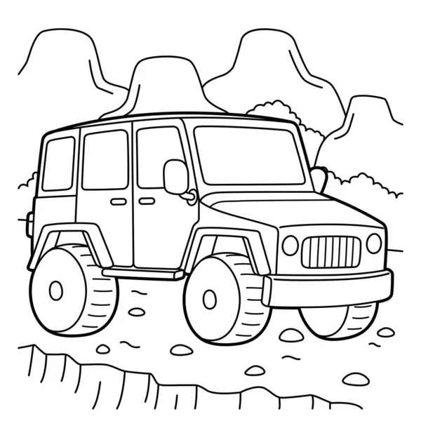 Cute Funny Coloring Page Road Vehicle Provides Hours Coloring Fun — стоковый вектор