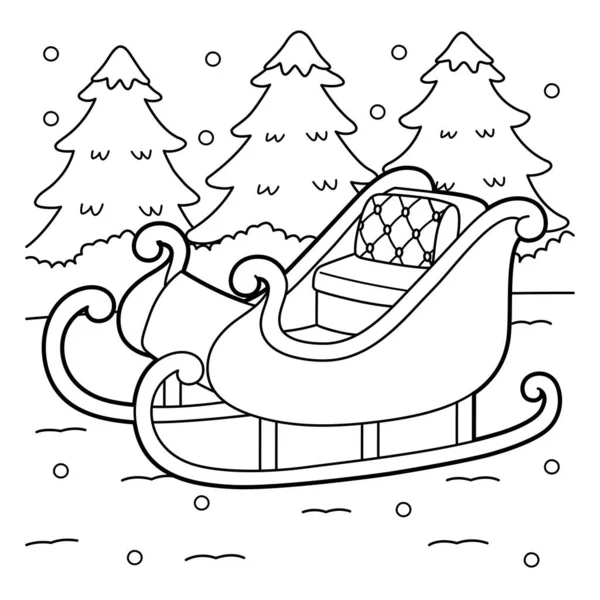 Cute Funny Coloring Page Christmas Sleigh Provides Hours Coloring Fun — Stock vektor