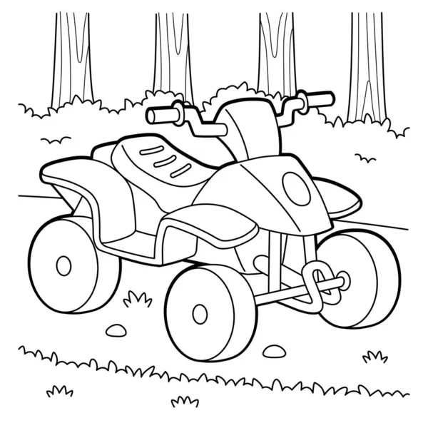 Cute Funny Coloring Page Quad Bike Provides Hours Coloring Fun — ストックベクタ