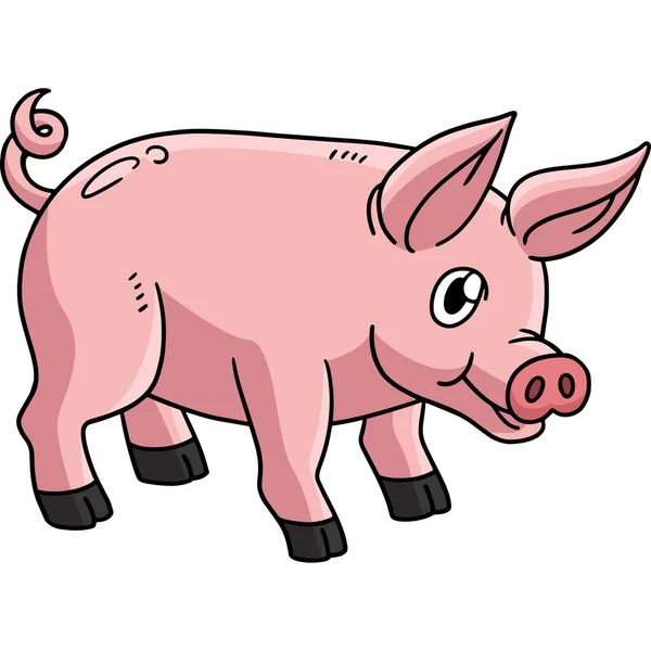 Clipart Dessin Animé Montre Une Illustration Porc — Image vectorielle