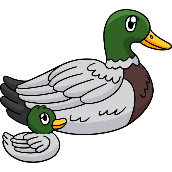 Cartoon Clipart Shows Duck Animal Illustration — ストックベクタ